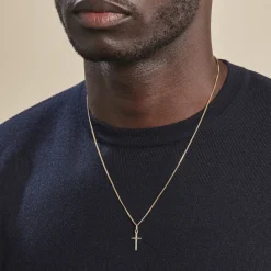 Histoire d'Or Pendentif Bathilde Croix Striee Or Jaune New