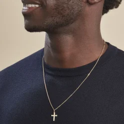 Histoire d'Or Pendentif Benny Croix Ciselee Or Jaune New