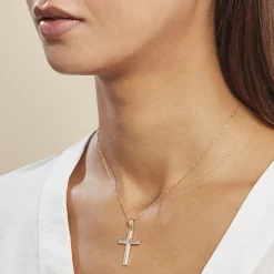 Histoire d'Or Pendentif Benny Croix Ciselee Or Bicolore Clearance