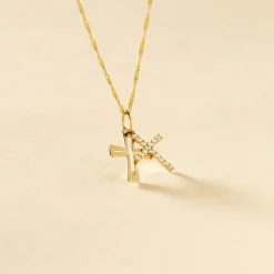 Histoire d'Or Pendentif Canice Croix Or Jaune Oxyde De Zirconium New