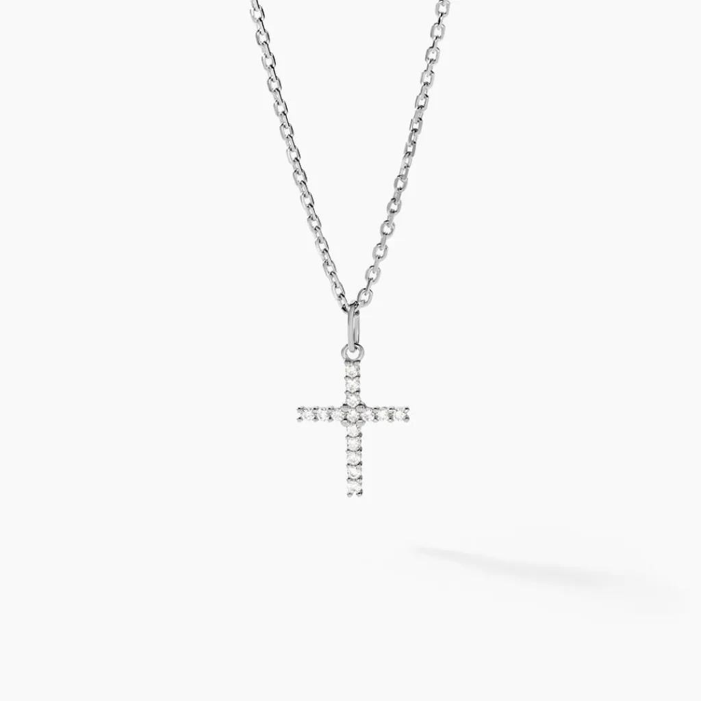 Histoire d'Or Pendentif Canice Croix Or Blanc Oxyde De Zirconium Hot