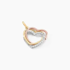 Histoire d'Or Pendentif Coeur Penche Double Or Tricolore Oxyde De Zirconium Sale