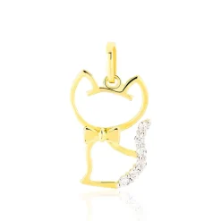 Histoire d'Or Pendentif Egee Chat Or Jaune Oxyde De Zirconium Sale