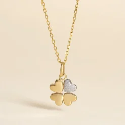 Histoire d'Or Pendentif Eudocie Coeur Trefle Or Jaune Discount