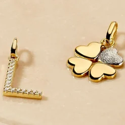 Histoire d'Or Pendentif Eudocie Coeur Trefle Or Jaune Discount