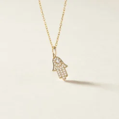 Histoire d'Or Pendentif Fatima Or Jaune Oxyde De Zirconium