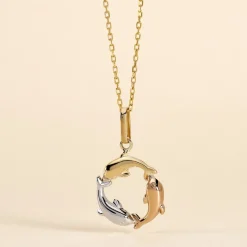 Histoire d'Or Pendentif Haizia Trio Dauphins Or Tricolore Sale