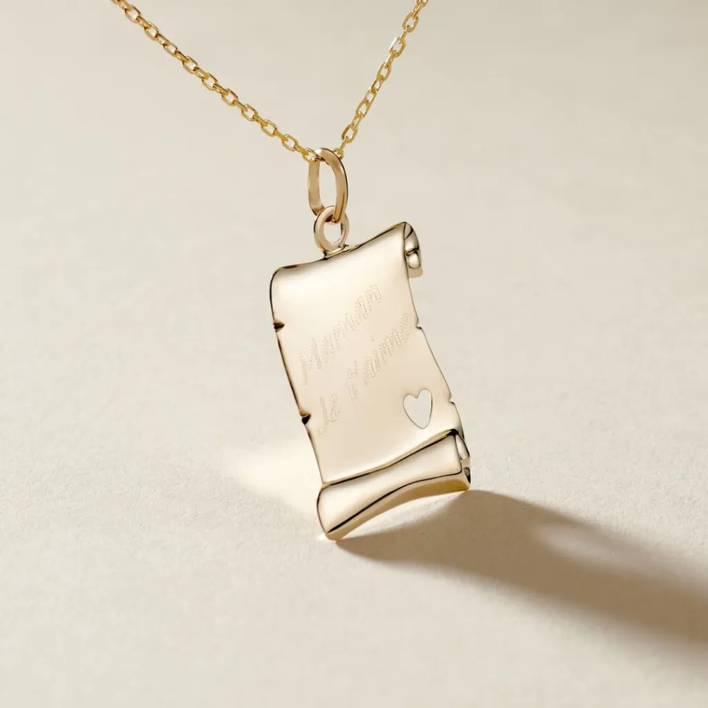 Histoire d'Or Pendentif Irenca Message Parchemin Or Jaune New