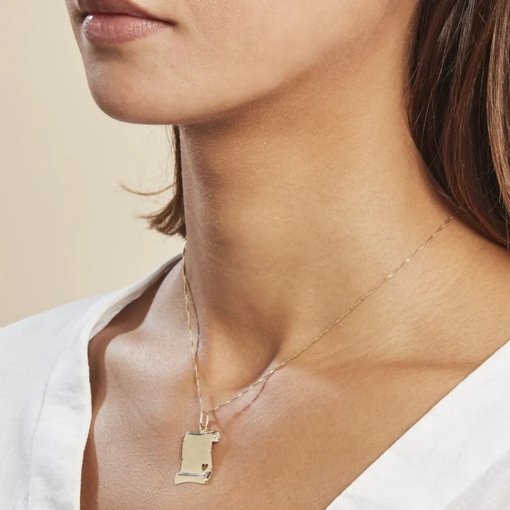 Histoire d'Or Pendentif Irenca Message Parchemin Or Jaune New