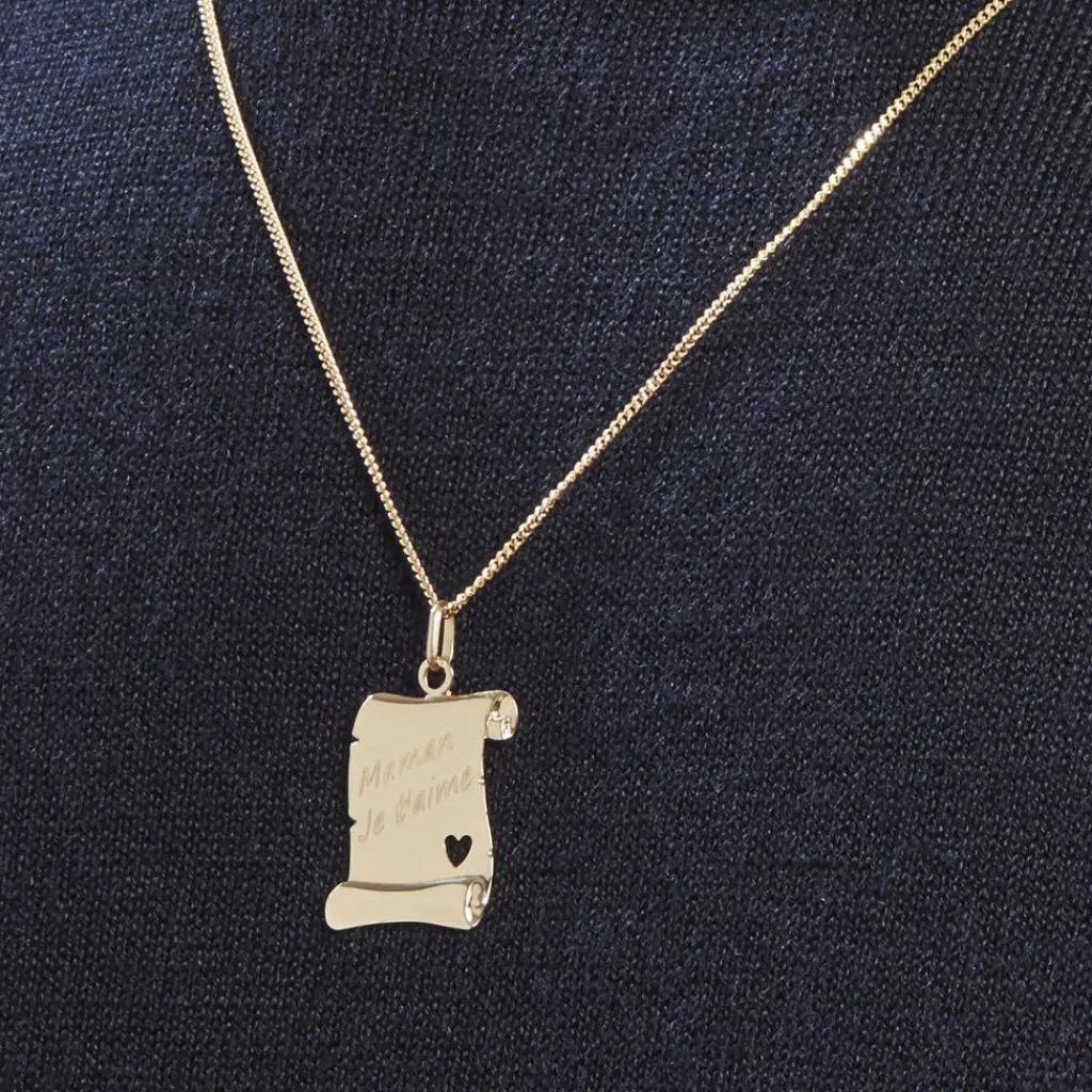 Histoire d'Or Pendentif Irenca Message Parchemin Or Jaune New