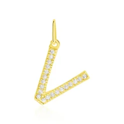 Histoire d'Or Pendentif Lettre V Or Jaune Oxyde Hot