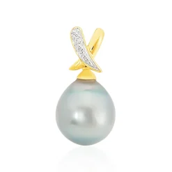 Histoire d'Or Pendentif Nilma Or Jaune Perle De Culture De Tahiti Et Diamant Clearance