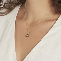 Histoire d'Or Pendentif Nilma Or Jaune Perle De Culture De Tahiti Et Diamant Clearance