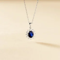 Histoire d'Or Pendentif Diamants or blanc saphir Outlet