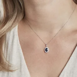 Histoire d'Or Pendentif Diamants or blanc saphir Outlet