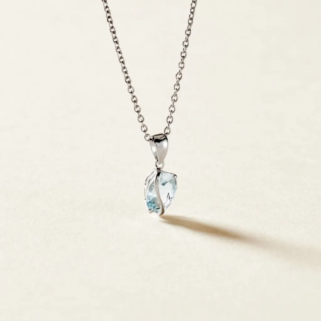 Histoire d'Or Pendentif Prudencia Or Blanc Topaze or blanc topaze bleue