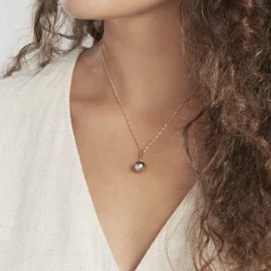 Histoire d'Or Pendentif Semi-baroque Or Jaune Perle De Culture De Tahiti