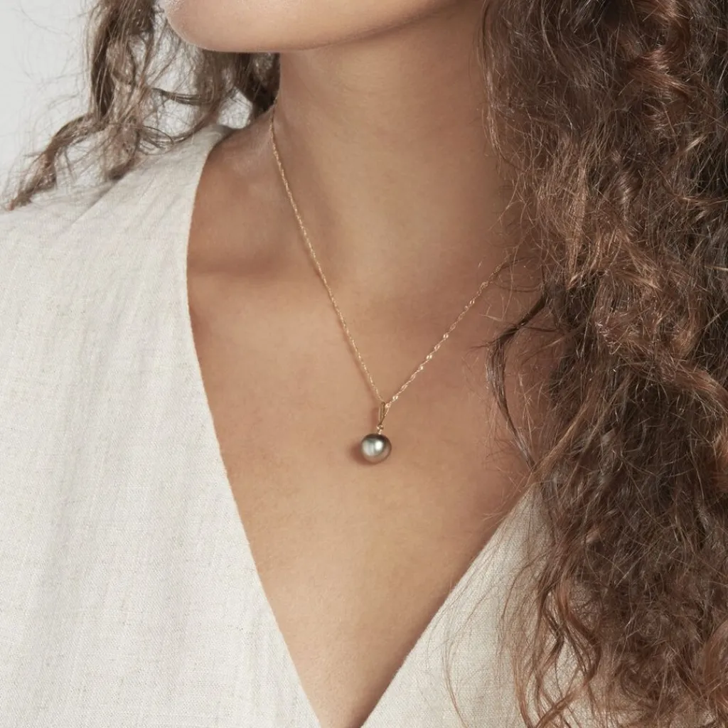 Histoire d'Or Pendentif Semi-baroque Or Jaune Perle De Culture De Tahiti