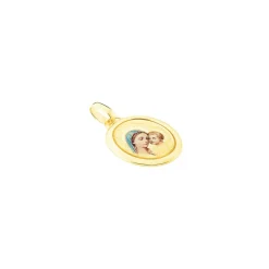Histoire d'Or Pendentif Vierge A L'enfant Ovale Or Jaune