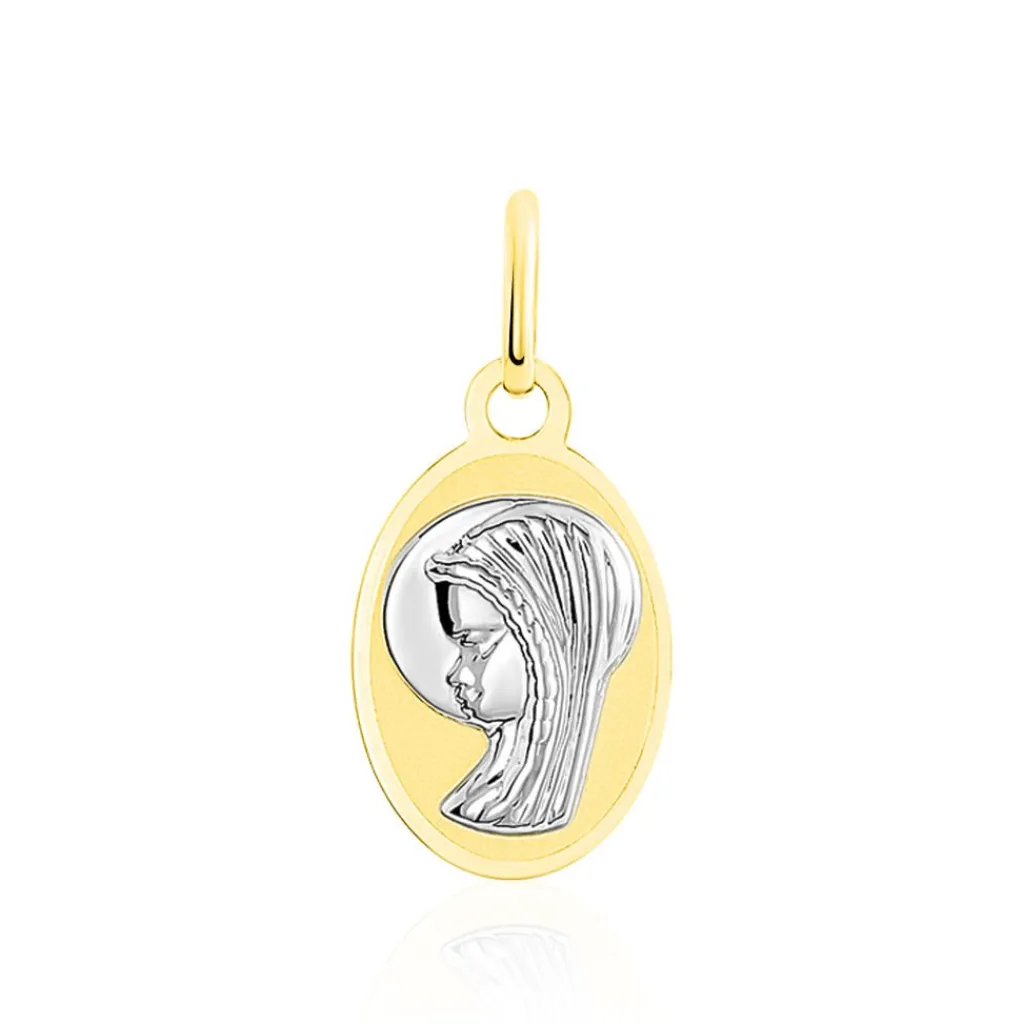 Histoire d'Or Pendentif Vierge Ovale Or Bicolore New