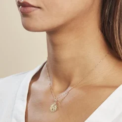 Histoire d'Or Pendentif Vierge Rond Dentelle Or Jaune