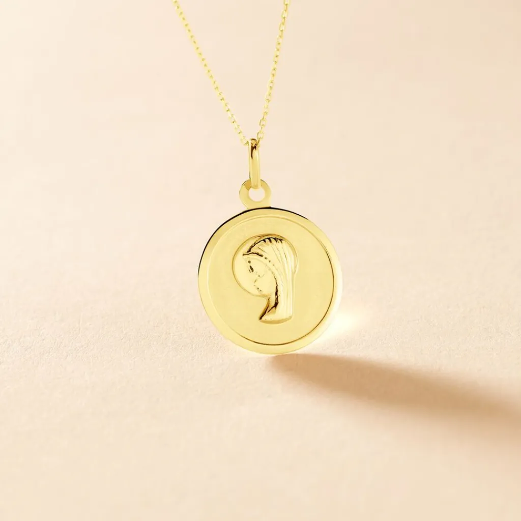Histoire d'Or Pendentif Vierge Rond Or Jaune Discount