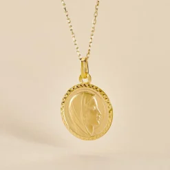 Histoire d'Or Pendentif Vierge Rond Strie Or Jaune Best