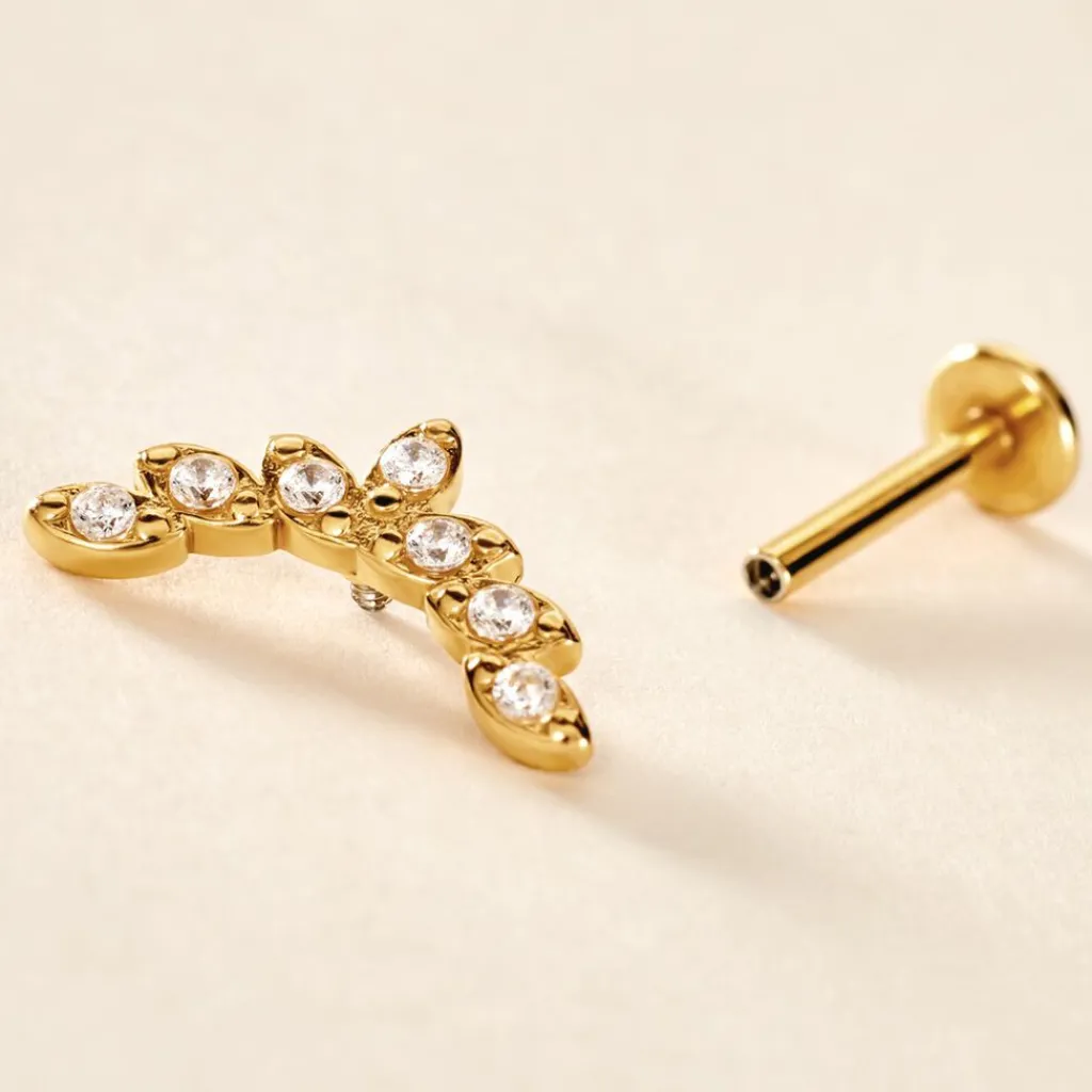 Histoire d'Or Piercing D'hélix Annecy Acier Jaune Cristal Sale