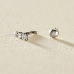 Histoire d'Or Piercing D'oreille Unitaire Delphie Argent Blanc Oxyde De Zirconium New