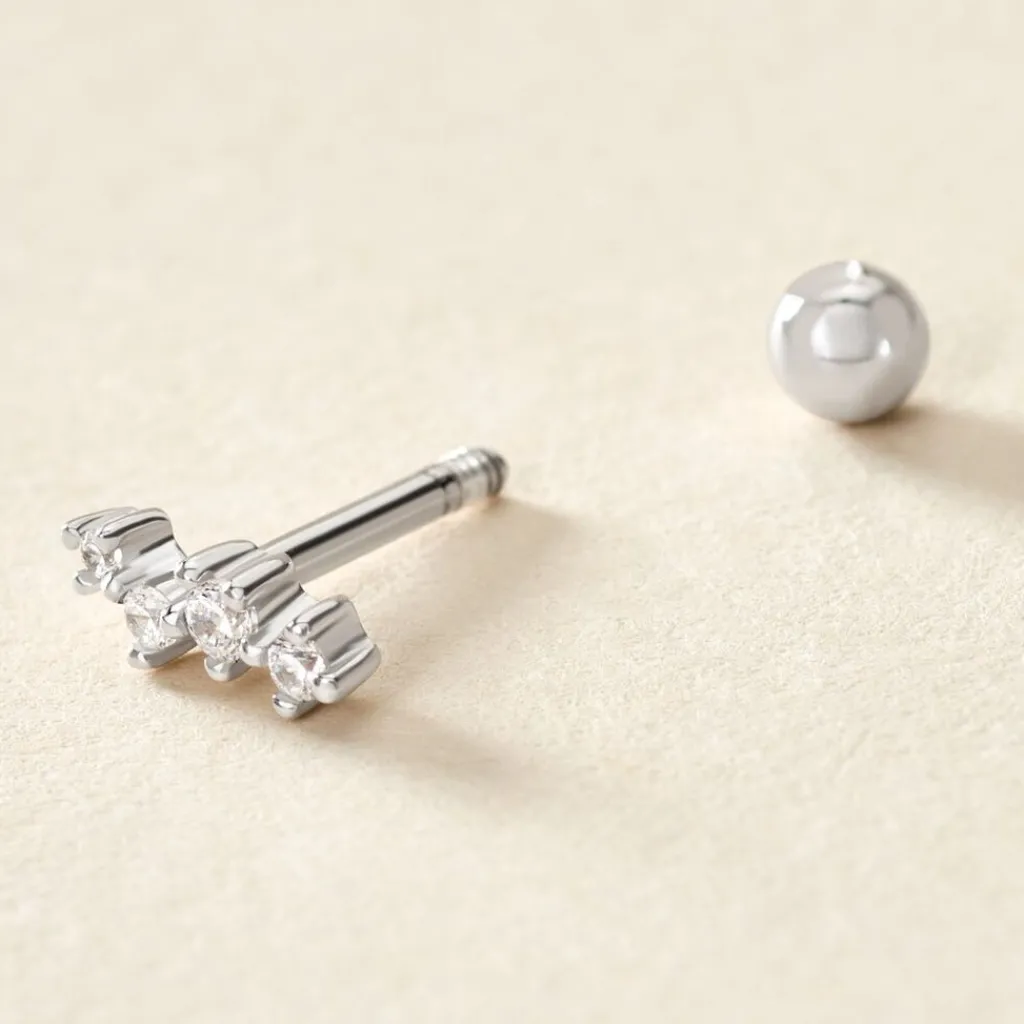 Histoire d'Or Piercing D'oreille Unitaire Roseau Argent Blanc Oxyde De Zirconium