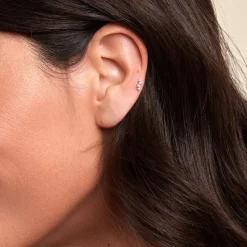 Histoire d'Or Piercing D'oreille Unitaire Roseau Argent Blanc Oxyde De Zirconium Sale