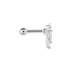 Histoire d'Or Piercing D'oreille Unitaire Fox Argent Rhodié Oxyde De Zirconium Best