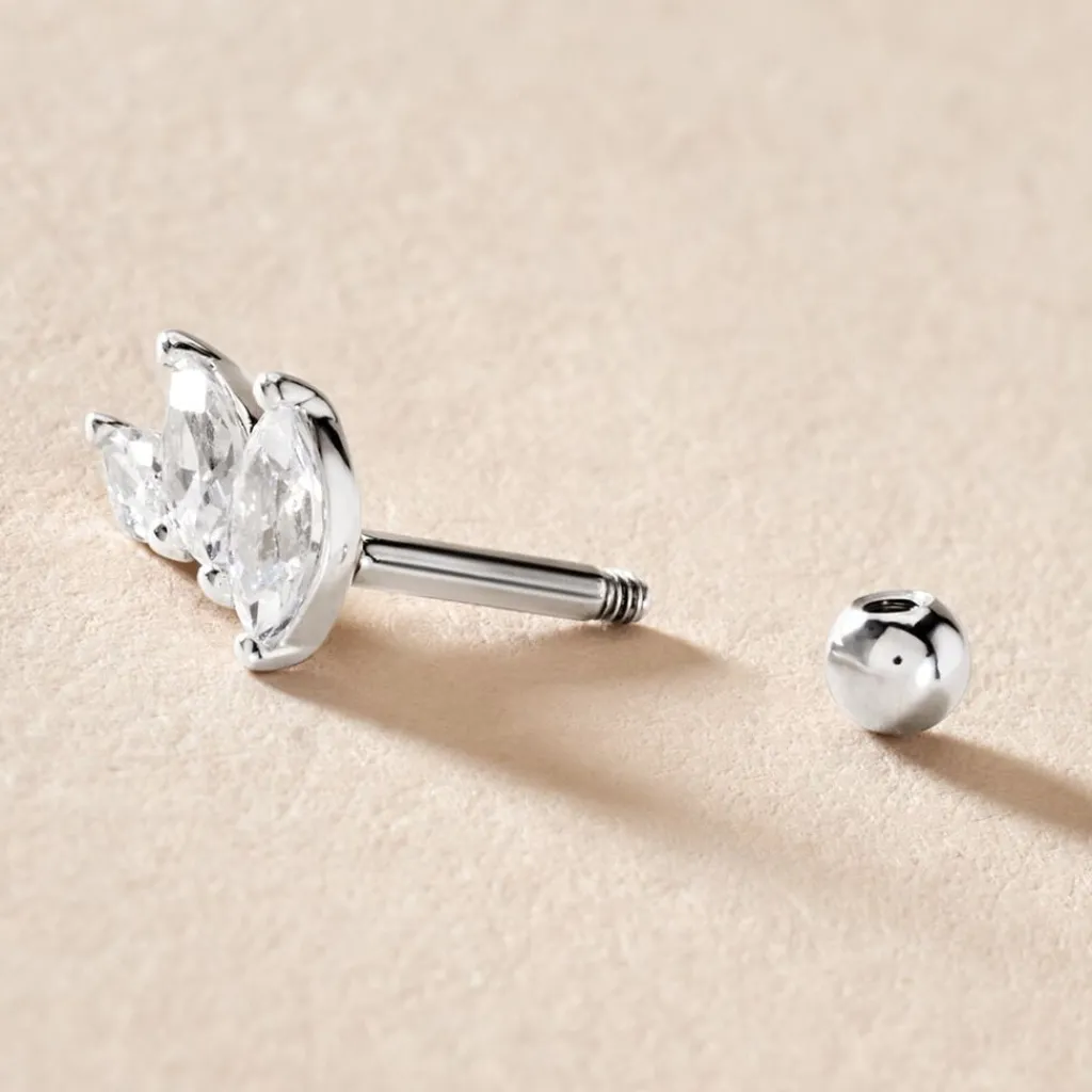 Histoire d'Or Piercing D'oreille Unitaire Fox Argent Rhodié Oxyde De Zirconium Best