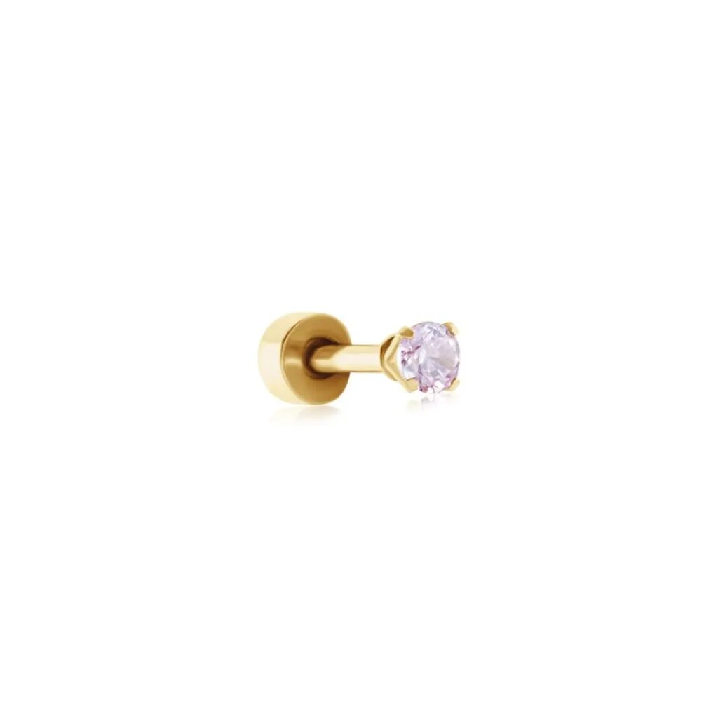 Histoire d'Or Piercing D'oreilles Unitaire Acier Doré Piia Oxyde De Zirconium acier doré oxyde rose New